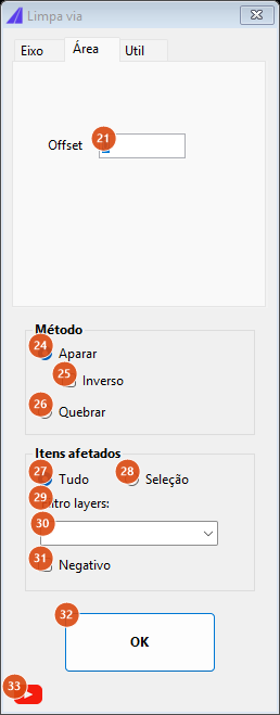 Limpa via, aba Área