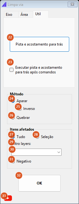 Limpa via, aba Util