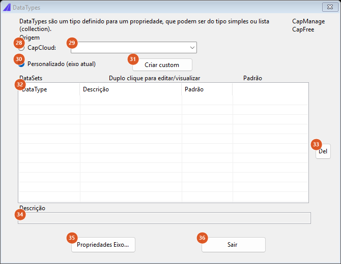 DataTypes, origem personalizada