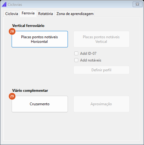 Ciclovias, Ferrovia tab