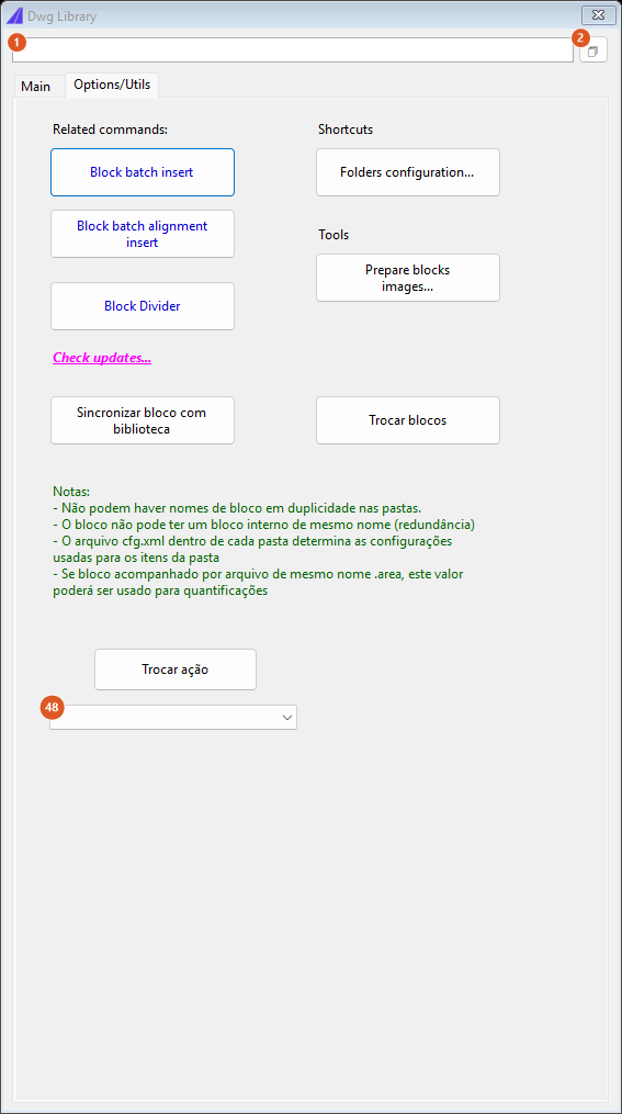 Dwg Library, aba Options/Utils