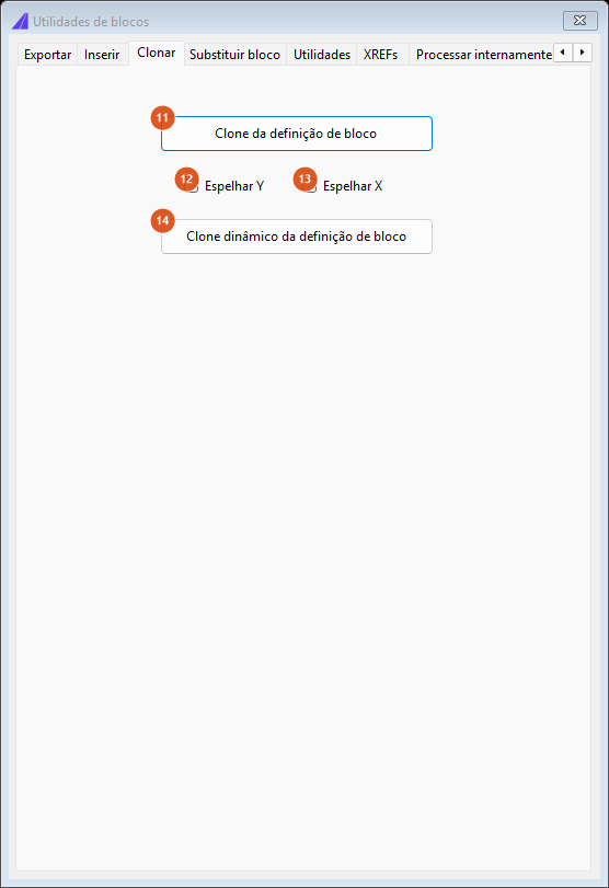Utilidades de blocos, aba Clonar