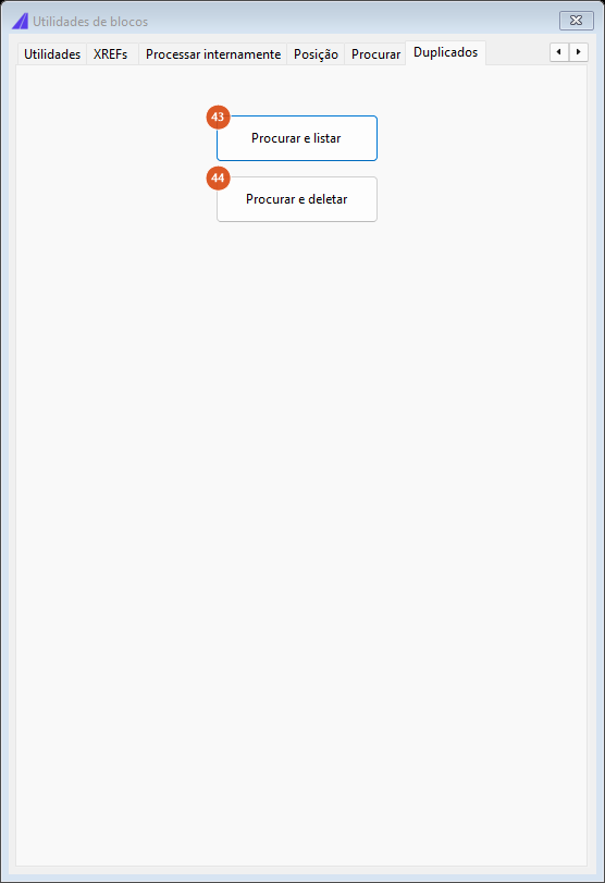 Utilidades de blocos, aba Duplicados