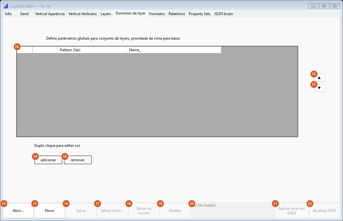 Editor CapStyle, aba Domínios de layer