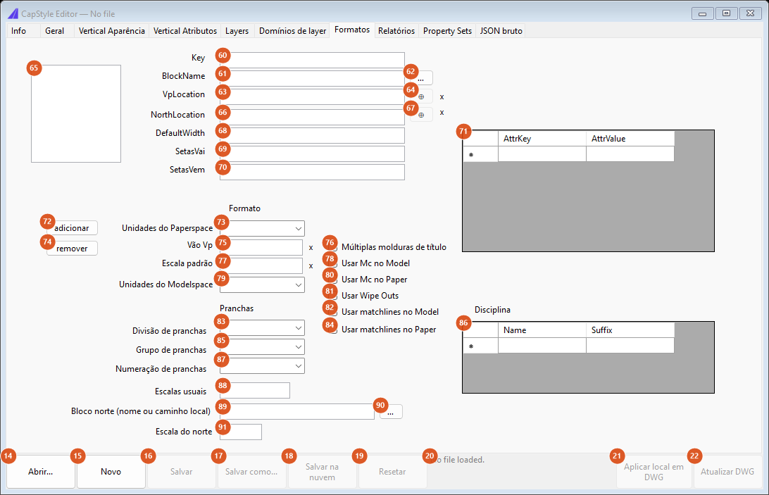 Editor CapStyle, aba Formatos