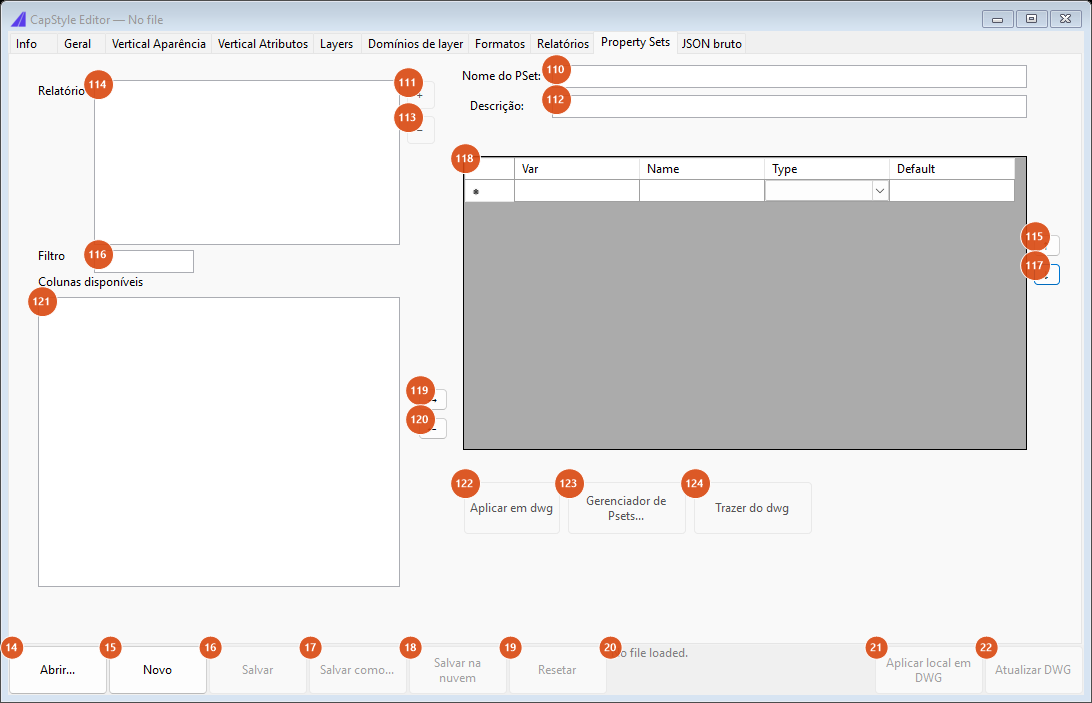 Editor CapStyle, aba Property Sets