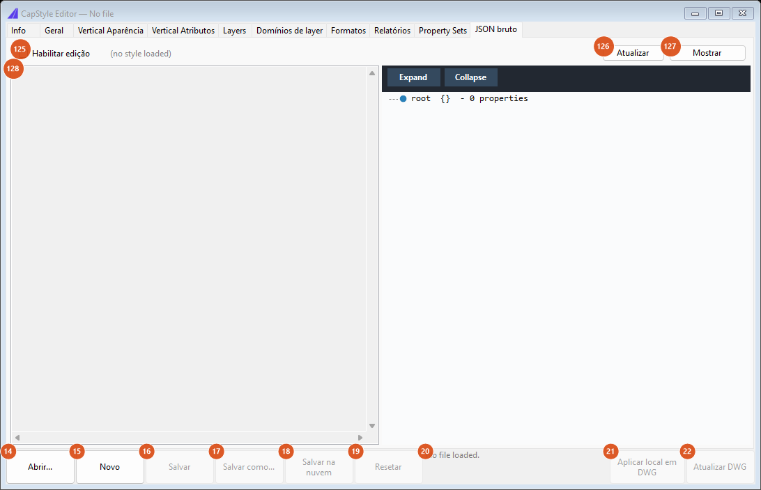 Editor CapStyle, aba JSON bruto