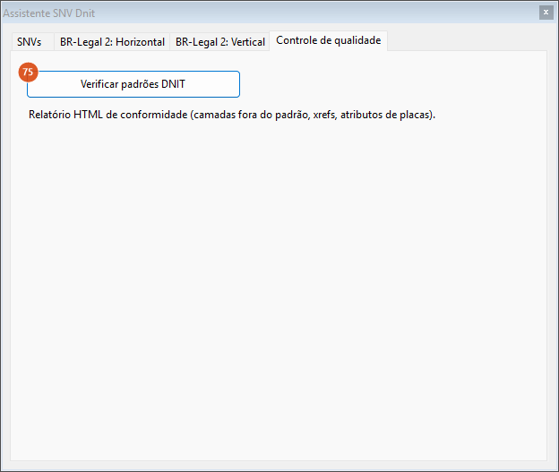 Assistente SNV Dnit — Controle de qualidade