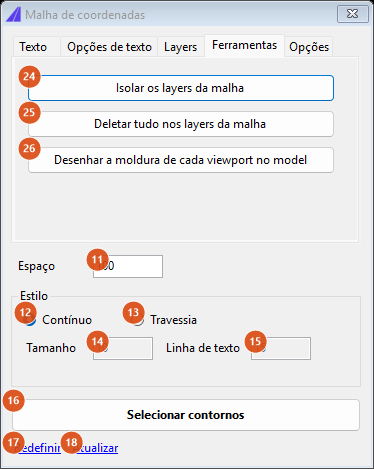 Coordinate grid, Tools tab
