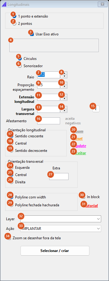 Longitudinais, modo Círculos