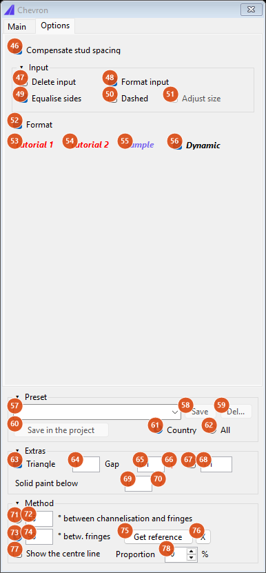 Area Marking 2 Flows, Options tab