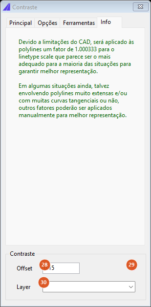 Contraste, aba Info
