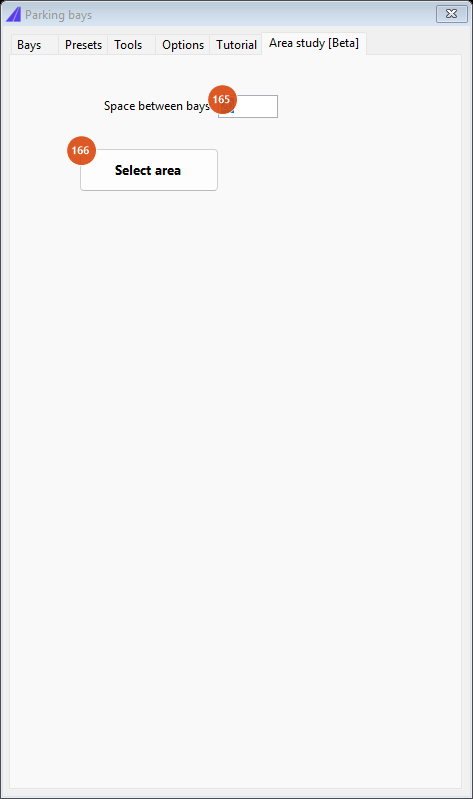 Parking bays, Area study tab