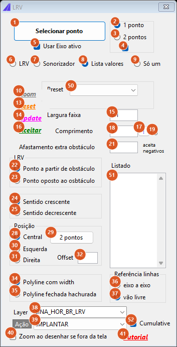 LRV, modo Lista valores