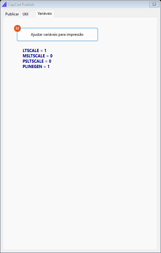 CapCad Publish, aba Variáveis