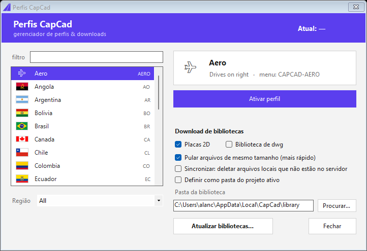 Gerenciador de perfis CapCad