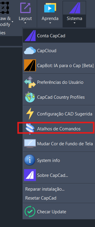 Comando de ativação dos atalhos no ribbon
