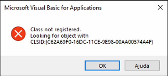 Mensagem Class not registered