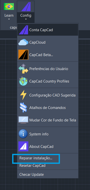 Comando de reparo da instalação