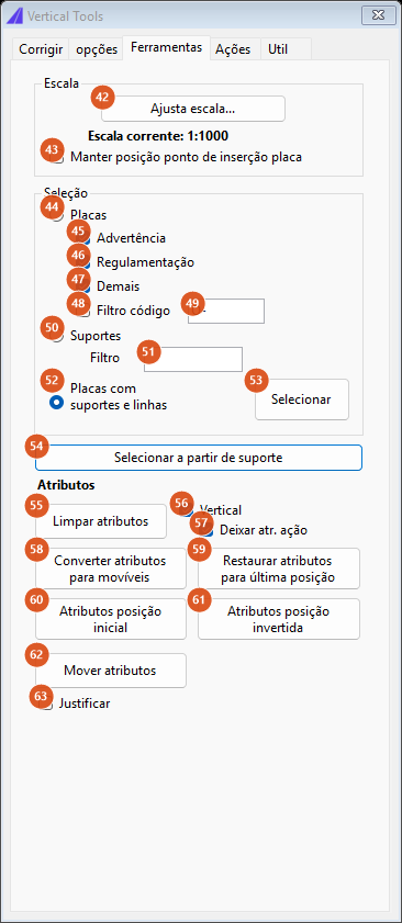 Corrige Vertical, aba Ferramentas