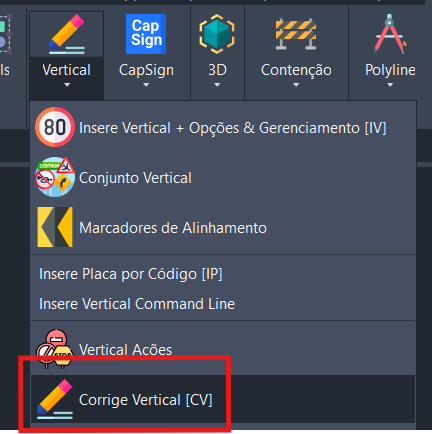 Corrige Vertical no ribbon