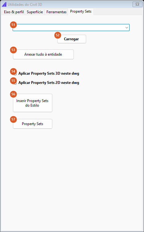 Civil 3D Utilities, Property Sets tab