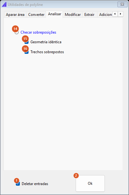 Utilidades de curva, aba Analisar