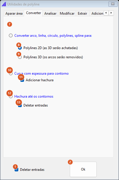 Utilidades de curva, aba Converter