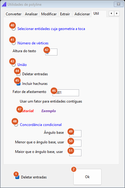 Utilidades de curva, aba Util