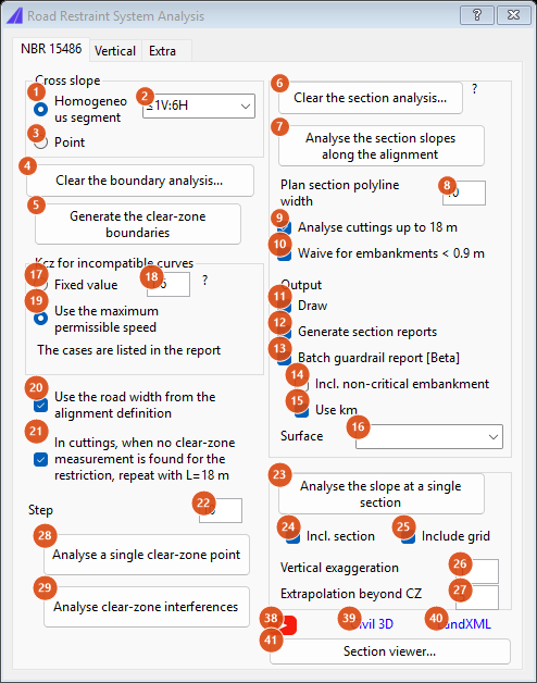 Road Restraint System Analysis, first tab